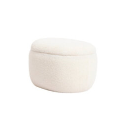 Nordlys White Bouclé Pouf With Storage Vintage Style Living Room - thumbnail 8