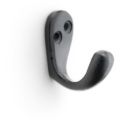 Loops Solid Brass Victorian Single Robe Coat Hook - Wall Mounted Holder Matt Black - image 1