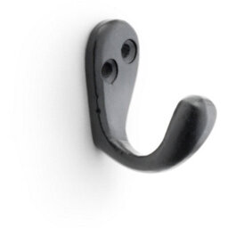 Loops Solid Brass Victorian Single Robe Coat Hook - Wall Mounted Holder Matt Black - thumbnail 1