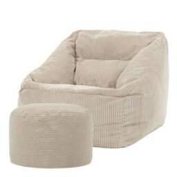 icon Natalia Large Beanbag And Round Footstool Corduroy Natural Beige - thumbnail 4