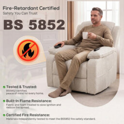 Homcom Power Recliner Chair With Massage And Heat, Spring Seat, Cream White - thumbnail 9