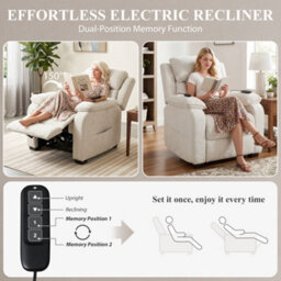 Homcom Power Recliner Chair With Massage And Heat, Spring Seat, Cream White - thumbnail 5