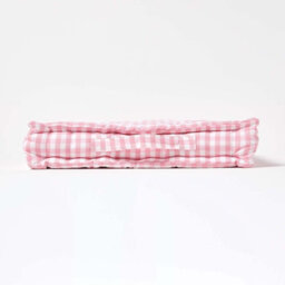 Homescapes Cotton Gingham Check Pink Floor Cushion, 40 X 40 Cm - thumbnail 5