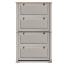 Mercers Furniture Corona Grey Wax 4 Shelf Shoe Rack Chest Hallway Storage Solid Wood Mexican Pine Wooden - thumbnail 4