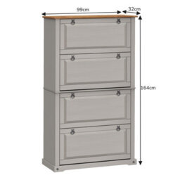 Mercers Furniture Corona Grey Wax 4 Shelf Shoe Rack Chest Hallway Storage Solid Wood Mexican Pine Wooden - thumbnail 5
