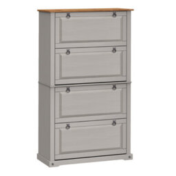Mercers Furniture Corona Grey Wax 4 Shelf Shoe Rack Chest Hallway Storage Solid Wood Mexican Pine Wooden - thumbnail 3