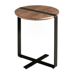 Angel Cerda Stylish Round Corner Table In Walnut And Black Steel