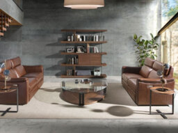 Angel Cerda Stylish Round Corner Table In Walnut And Black Steel - thumbnail 3