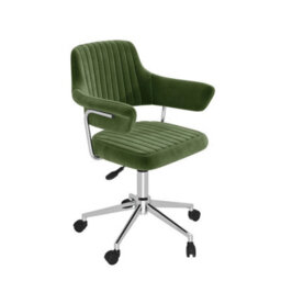 Olive Green Velvet Swivel Office Chair With Arms - thumbnail 4