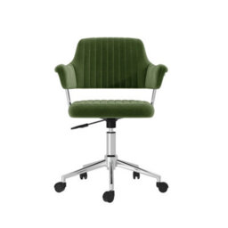 Olive Green Velvet Swivel Office Chair With Arms - thumbnail 3