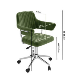 Olive Green Velvet Swivel Office Chair With Arms - thumbnail 2