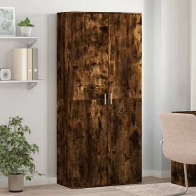 Berkfield Shoe Cabinet Smoked Oak 80X39X178 Cm Engineered Wood - image 1