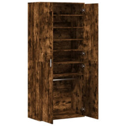 Berkfield Shoe Cabinet Smoked Oak 80X39X178 Cm Engineered Wood - thumbnail 7