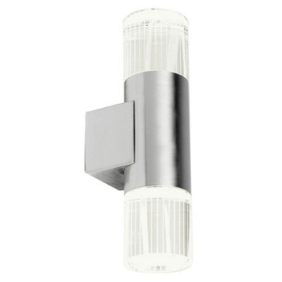 Ip44 Accent Outdoor Led Light Steel Double Glass Up Down Wall Lamp Porch Garden - image 1