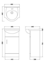 Balterley Modern Floor Standing Bathroom Single Door Vanity And Round Basin Unit - 450mm, Satin Dark Grey, Soft Close Door - thumbnail 2