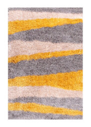 Ochre Striped Shaggy Handmade Striped Easy To Clean Dining Room Bedroom And Living Room Rug-160Cm X 225Cm - thumbnail 7