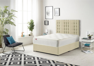 Somnior Beds Somnior Bliss Linen Beige 3Ft Memory Foam Divan Bed With Mattress & Headboard - Single - image 1