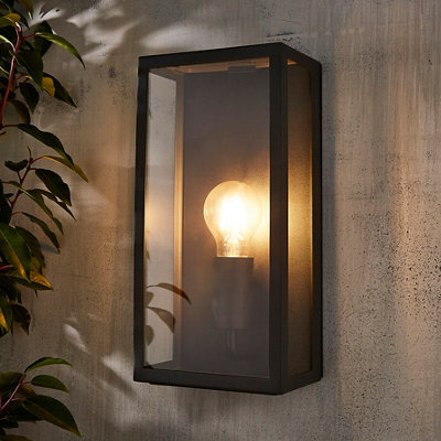 Zinc Thora Fixed Matt Anthracite Mains-Powered Led Outdoor Box On/off Wall Light (Dia)16Cm - image 1