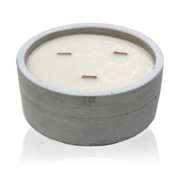 Serenityy Large Round Concrete Wooden Wick Candle - Patchouli & Dark Amber - 900G