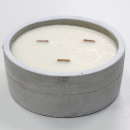 Serenityy Large Round Concrete Wooden Wick Candle - Patchouli & Dark Amber - 900G - thumbnail 2