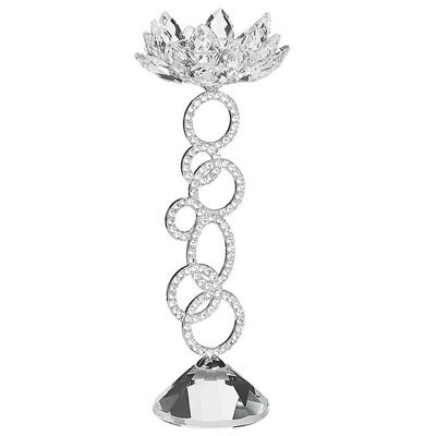 Beliani Candle Holder Oviedo Glass 27 Cm Silver - image 1