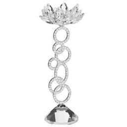 Beliani Candle Holder Oviedo Glass 27 Cm Silver - thumbnail 1