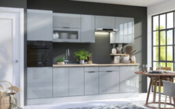 Impact Furniture Corner Kitchen Cabinet Set Light Grey Gloss 12 Unit Left Right Modern Tall Larder Pantry Storage Fitted Kitchen Star - thumbnail 7