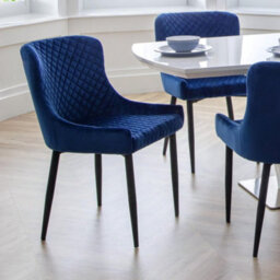 Oakham Cromwell Premium Blue Velvet Dining Chairs - Set Of 2 - thumbnail 5