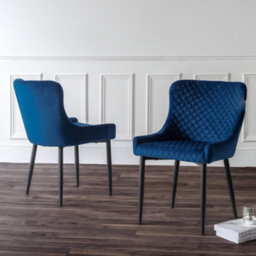 Oakham Cromwell Premium Blue Velvet Dining Chairs - Set Of 2 - thumbnail 6