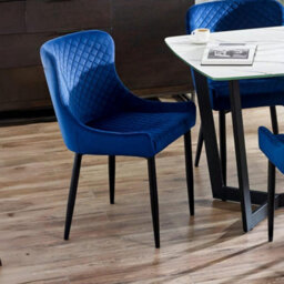 Oakham Cromwell Premium Blue Velvet Dining Chairs - Set Of 2 - thumbnail 4