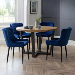 Oakham Cromwell Premium Blue Velvet Dining Chairs - Set Of 2 - thumbnail 7