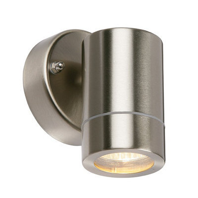 Luminosa Lighting Luminosa Palin Outdoor Wall Ip44 7W Brushed Stainless Steel & Clear Glass 1 Light Dimmable Ip44 - Gu10