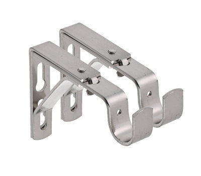 Lister Cartwright 19mm Curtain Pole Ends Brackets With Adjustable Screws Metal Finish (Pack Of 2)