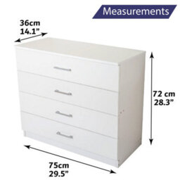 Home Treats White Chest Of 4 Drawers Anti Bowing  Support 75 X 72 X 36 Cm - thumbnail 2