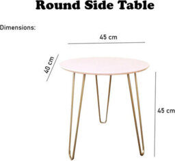 Aamen Blush Round Coffee End Modern Minimalist Triangle Stacking Side Table With Metal Legs - thumbnail 3