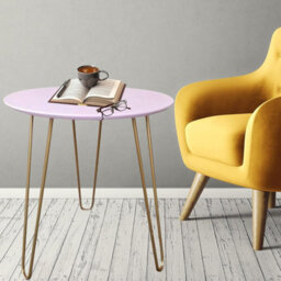 Aamen Blush Round Coffee End Modern Minimalist Triangle Stacking Side Table With Metal Legs - thumbnail 7