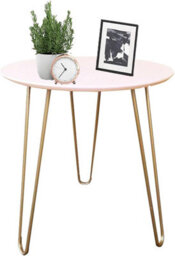 Aamen Blush Round Coffee End Modern Minimalist Triangle Stacking Side Table With Metal Legs - thumbnail 1