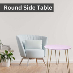 Aamen Blush Round Coffee End Modern Minimalist Triangle Stacking Side Table With Metal Legs - thumbnail 6