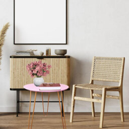 Aamen Blush Round Coffee End Modern Minimalist Triangle Stacking Side Table With Metal Legs - thumbnail 5