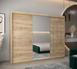 Arte York I Mirrored Sliding Door Wardrobe In Oak Sonoma 2500mm (W)2000mm (H)2500mm (D)620mm - Smart And Stylish Storage Solution - thumbnail 2