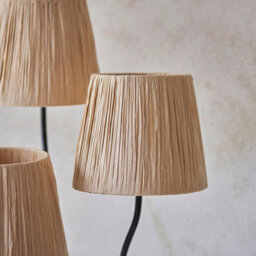 Loops Elegant 1560mm Tall Floor Lamp In Matt Black With Natural Raffia Shades - thumbnail 6