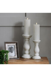 Small Matt White Ceramic Candle Holder Modern Minimalist Decor Accent - thumbnail 5
