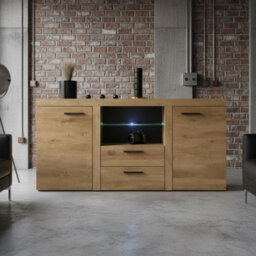 Rumba Modern Sideboard 157 Cm With 2 Drawers Stylish And Durable Storage For Living Or Dining Rooms Oak Lefkas - thumbnail 4