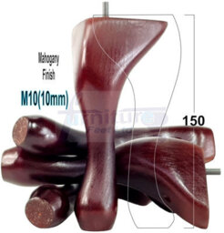 L&F Queen Anne Wooden Legs 150mm Mahogany High Set Of 4 Replacement Furniture Feet Chairs Sofas Footstools M10 (10mm)