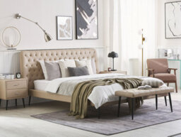 Beliani Bed Faux Leather Essonne 160 X 200 Cm (Eu King Size) Beige - thumbnail 2