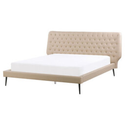 Beliani Bed Faux Leather Essonne 160 X 200 Cm (Eu King Size) Beige