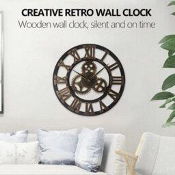 60Cm Extra Large Roman Numerals Skeleton Wall Clock Giant Big Open Face Round Uk - thumbnail 3