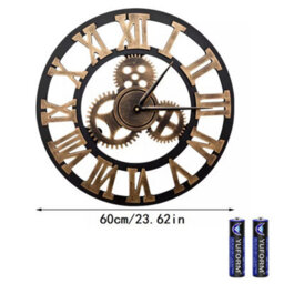 60Cm Extra Large Roman Numerals Skeleton Wall Clock Giant Big Open Face Round Uk - thumbnail 2