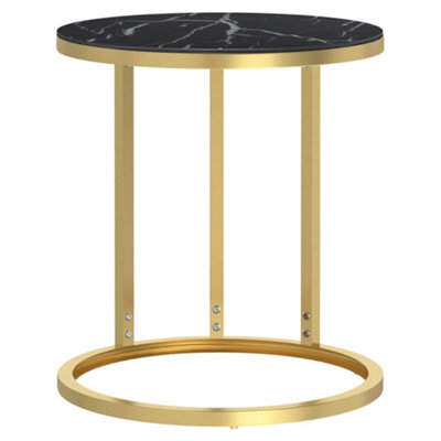 Berkfield Modern Side Table Gold And Black Marble 45 Cm Tempered Glass - image 1