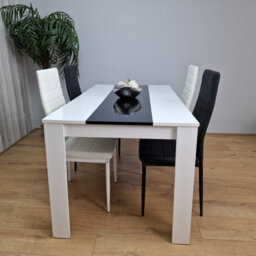 Dining Set Of 4 Kitchen Dining Table And 4 Chairs White Black Dining Table With 2 Black 2 White Leather Chairs Kosy Koala - thumbnail 2